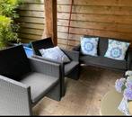 lounge- tuinset 4 delig zwart compact setje, Tuin en Terras, Tuinsets en Loungesets, Ophalen, 4 zitplaatsen, Kunststof, Gebruikt