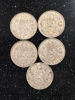 5 Zilveren Gulden Munten Juliana, 1 gulden, Koningin Juliana, Zilver, Ophalen of Verzenden