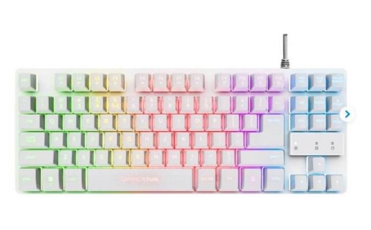 Trust GXT 833W Thado TKL Gaming Keyboard QWERTY White, Computers en Software, Toetsenborden, Zo goed als nieuw, Qwerty, Bedraad
