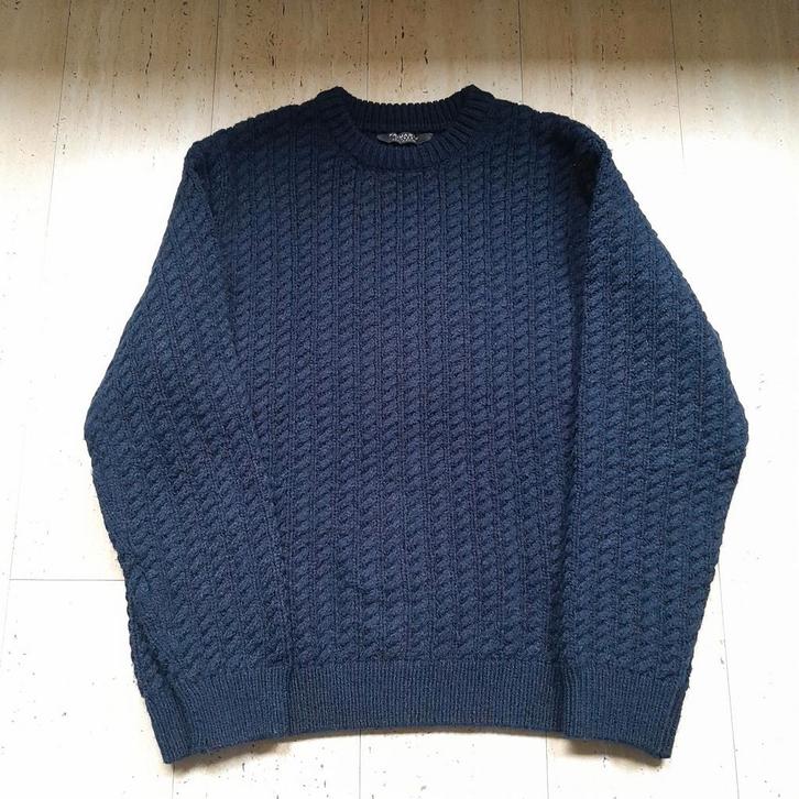 Blauwe kabeltrui XL    ZGAN, Kleding | Heren, Truien en Vesten, Zo goed als nieuw, Maat 56/58 (XL), Blauw, Ophalen of Verzenden