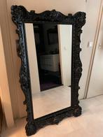 Elegante zwarte spiegel met sierlijke lijst, Ophalen, Rechthoekig, 50 tot 100 cm, 100 tot 150 cm