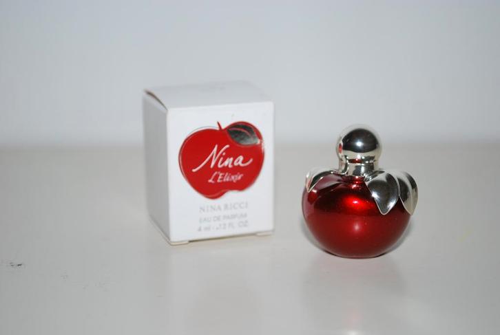Miniatuur Nina Ricci L' elixir, Verzamelen, Parfumverzamelingen, Zo goed als nieuw, Miniatuur, Gevuld, Ophalen of Verzenden