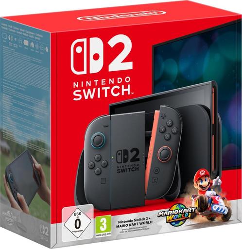 Nintendo Switch 2 - Mario Kart: World Bundel - Zwart, Spelcomputers en Games, Spelcomputers | Nintendo Switch, Zo goed als nieuw