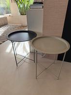 Bijzettafel 2x metaal, 45 tot 60 cm, Minder dan 55 cm, Metaal of Aluminium, Rond