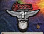 Saxon shaped wheels of steel backpatch 24 x 27.5 cm, Verzenden, Nieuw, Kleding
