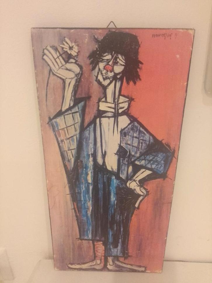 Fernandez Diaz Clown met Madeliefje Wandprint, Antiek en Kunst, Kunst | Schilderijen | Klassiek, Ophalen of Verzenden