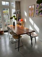 Dutchbone Alagon Eettafel + Bankje Walnotenhout, Huis en Inrichting, Tafels | Eettafels, Ophalen, Gebruikt, 200 cm of meer, 50 tot 100 cm