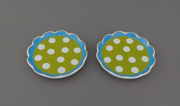 OILILY Douwe Egberts theetipjes groen polkadot, Huis en Inrichting, Keuken | Servies, Zo goed als nieuw, Overige stijlen, Ophalen of Verzenden