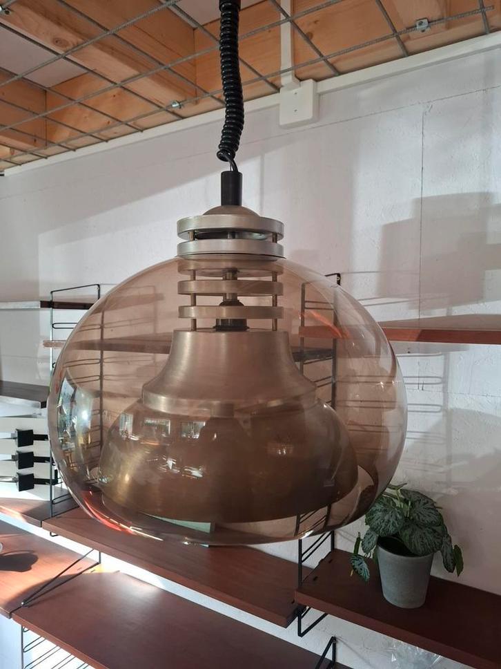 vintage herda plafond lamp, Huis en Inrichting, Lampen | Hanglampen, Gebruikt, Minder dan 50 cm, Kunststof, Metaal, Ophalen of Verzenden