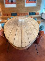 Grote ovale houten tafel kruispoten, 450 x 196 cm, GRATIS, Huis en Inrichting, Tafels | Eettafels, Ophalen, Gebruikt, 150 tot 200 cm