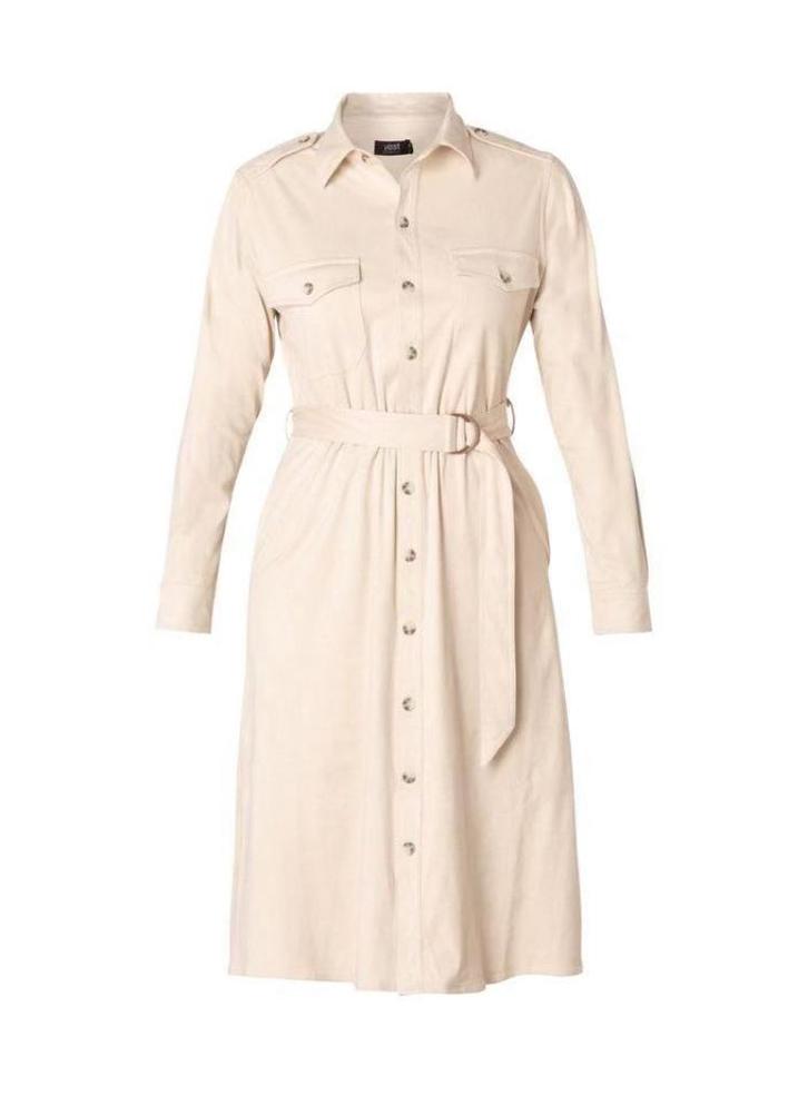7900 YESTA jurk Beverly - maat 3 (52), Kleding | Dames, Grote Maten, Nieuw, Jurk, Beige, Verzenden