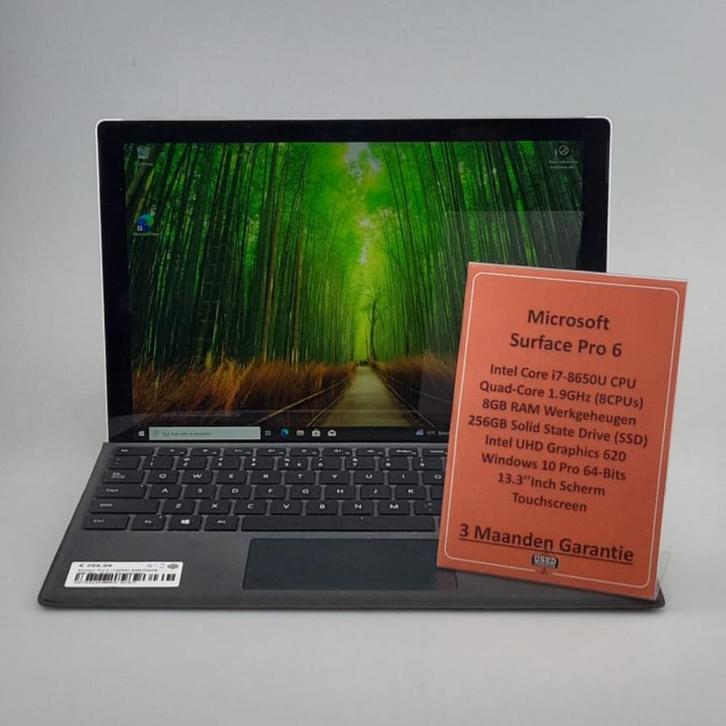 Surface Pro 6 i7-8650U 8GB/256GB SSD Win 10 Pro Touchscreen, Computers en Software, Windows Laptops, Gebruikt