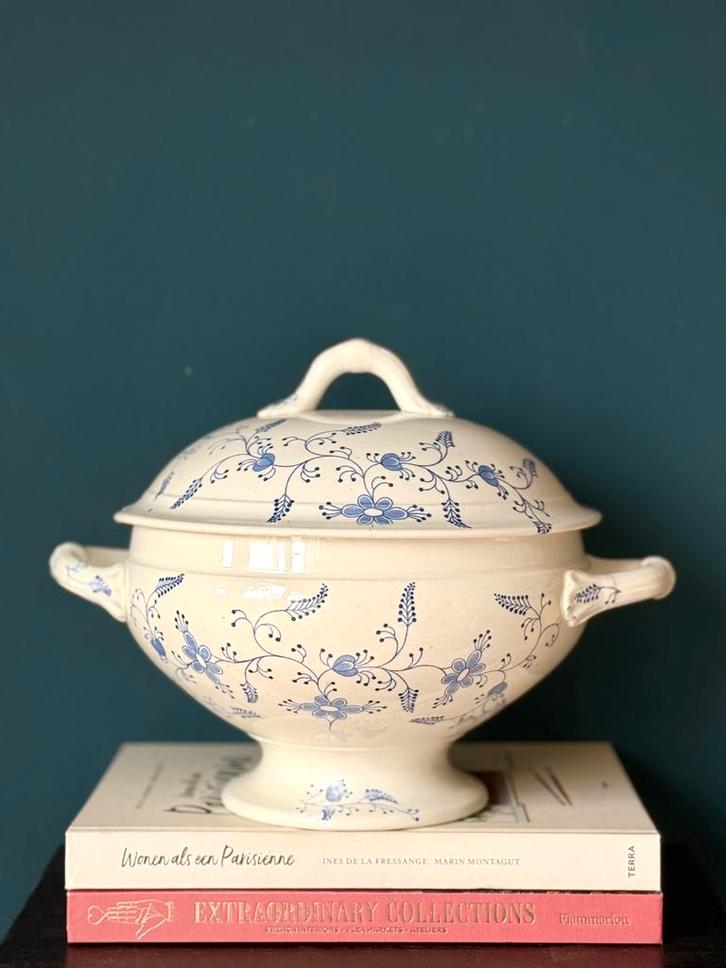 Nimy Belgium grote wit blauwe terrine, Antiek en Kunst, Antiek | Keramiek en Aardewerk, Verzenden