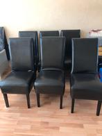 Gratis leren eetkamerstoelen (Raalte), Huis en Inrichting, Stoelen, Ophalen, Gebruikt, Zwart, Hout