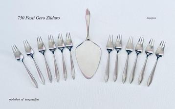Festi 750 Gero Zilduro Taartschep + 12 Gebaksvorkjes beschikbaar voor biedingen