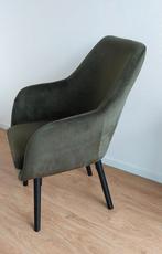 Mooie eetkamer stoel, fauteuil, mosgroen, velours, Ophalen, Zo goed als nieuw, Overige kleuren, Stof