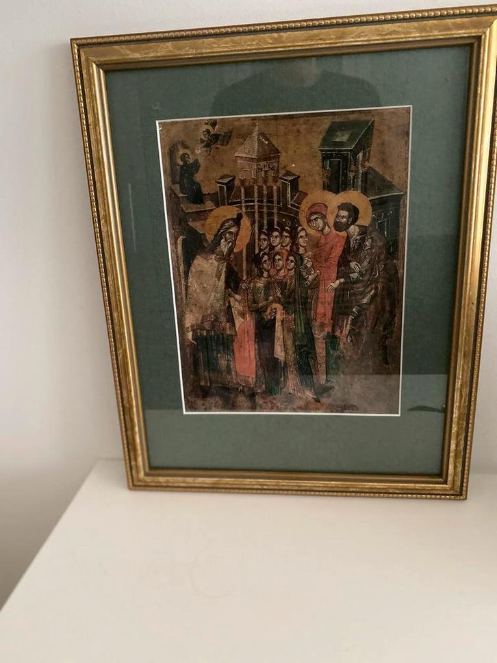 Religieuze afbeelding in lijst, Antiek en Kunst, Kunst | Tekeningen en Foto's, Ophalen of Verzenden