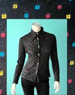 Vintage jaren 70 blouse n zwart met blokje maat 36, Zwart, Ophalen of Verzenden, Vintage, Maat 36 (S)
