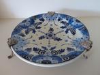 Delfts Blauw Zilpla Wandbord met Zilverkleurige Poten, Antiek en Kunst, Ophalen of Verzenden