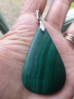 grote Hanger MALACHIET aan Zilveren Tulp-oog, Ophalen of Verzenden, Zilver, Hanger, Met edelsteen
