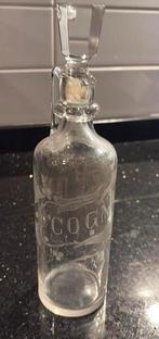 Antiek Cognac decanter fles met Stop geëtst gegraveerd, Antiek en Kunst, Ophalen of Verzenden