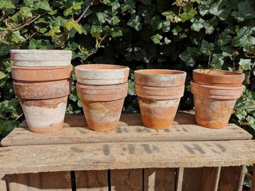 Terracotta bloempotjes potjes set of los patina Miekje's, Tuin en Terras, Bloempotten, Zo goed als nieuw, Minder dan 40 cm, Minder dan 25 cm