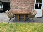 Massief houten eettafel – vierkant, voor 4 tot 8 personen, Huis en Inrichting, Tafels | Eettafels, Ophalen, Gebruikt, Vierkant