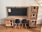 Steigerhout speeltafel / bureau met krijt en magneet bord, Ophalen, Gebruikt