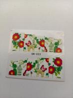 Velletje nagel water decals stickers GN-023 wit met rode blo, Verzenden, Wit, Nieuw, Handen en Nagels