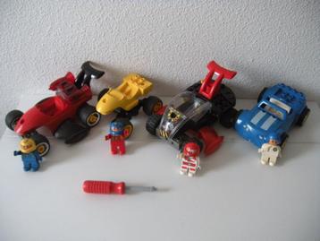 Lego Duplo Technisch Toolo 4 auto's met coureur beschikbaar voor biedingen