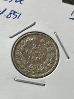 Schaars kwartje 1896, Zilver, 25 cent, Ophalen of Verzenden, Koningin Wilhelmina