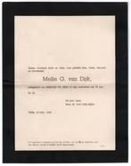 Rouwbrief Tzum Van Dijk, Heeg 1944., Ophalen of Verzenden, Rouwkaart