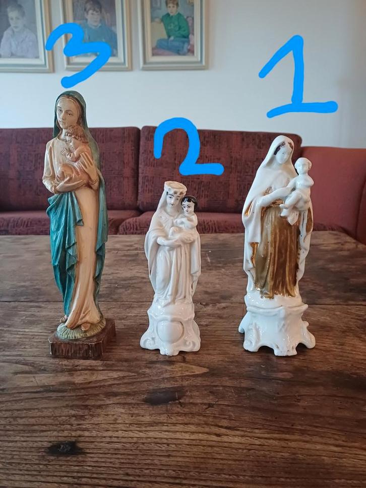 Antieke beeldjes - Maria met kind - per stuk, Antiek en Kunst, Antiek | Religie, Ophalen of Verzenden