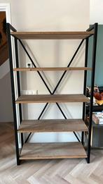 Industriele wandkast / boekenkast staal met hout 112x41x200, Ophalen, Met plank(en), Gebruikt, 100 tot 150 cm