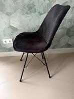 4x Zwarte Velvet Stoelen - Eetkamerstoel, Ophalen, Gebruikt, Zwart, Vier