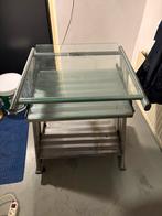 Bureau glas / staal, Huis en Inrichting, Bureaus, Ophalen, Met wielen, Gebruikt, Bureau