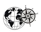 Camper caravan sticker wereldbol met kompas, The River House, Info@theriverhouse.nl, Nieuw, Ophalen of Verzenden