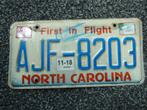 Kentekenplaat licenseplate North Carolina First Flight 1 USA, Verzenden, Gebruikt, Auto's