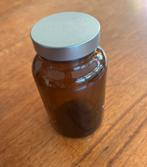 Bruin glazen apotheek potjes met metalen schroefdeksel 200cc, Ophalen of Verzenden