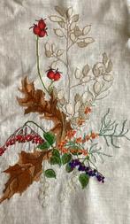 Borduurwerk, zijde, bloem, blad, rozebottel, groot, vintage, Ophalen, Gebruikt, Handborduren, Overige typen