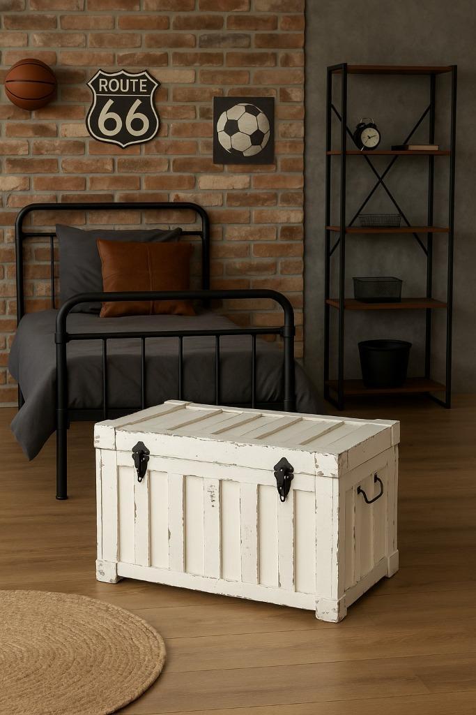 Stoere Witte Opbergkist – 62 x 39 x 35 cm, Huis en Inrichting, Woonaccessoires | Kisten, Minder dan 50 cm, Minder dan 50 cm, 50 tot 100 cm