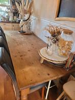 Grote stevige vintage houten eetkamertafel tafel, Ophalen, Gebruikt, 200 cm of meer, 50 tot 100 cm