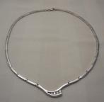 Zilveren prachtig vintage collier met heldere stenen nr.221, Met hanger, Verzenden, Zo goed als nieuw, Zilver