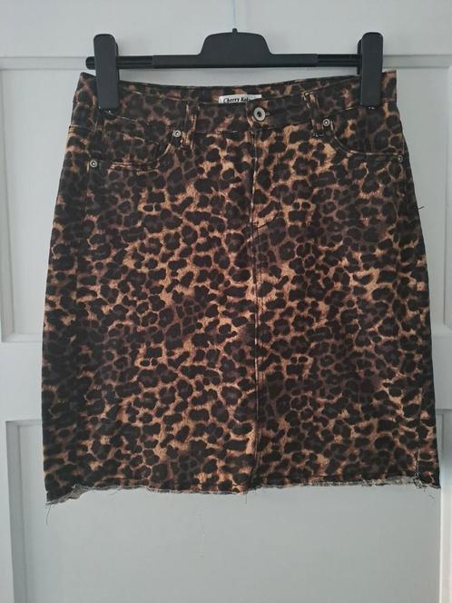 Panterprint rok maat L  Cherry koko, Kleding | Dames, Rokken, Zo goed als nieuw, Maat 42/44 (L), Bruin, Boven de knie, Ophalen of Verzenden