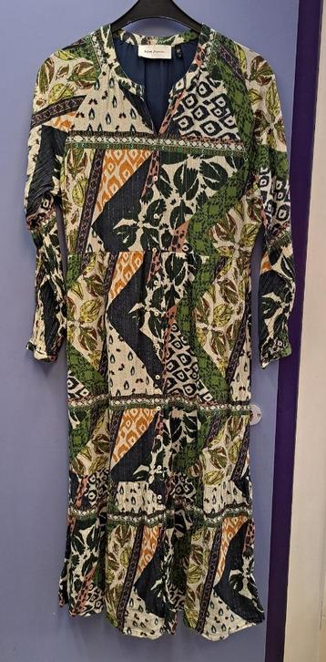 POM Amsterdam maxi dress lange jurk groen creme mt L 47904 beschikbaar voor biedingen