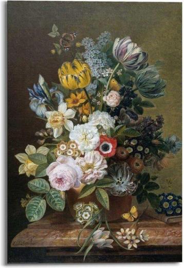 reproductie stilleven met bloemen Eelke Jelles Eelkema beschikbaar voor biedingen