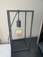 Rechthoekig zwart metalen tafellamp bureaulamp met gloeilamp, Huis en Inrichting, Lampen | Tafellampen, Ophalen of Verzenden, Zo goed als nieuw