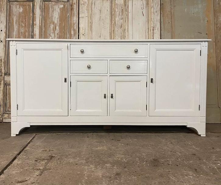 Oude Toonbank, Dressoir, Winkelkast. Kast. Wit. Lengte 185cm, Huis en Inrichting, Kasten | Dressoirs, Gebruikt, 150 tot 200 cm