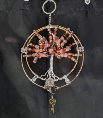 Handgemaakte suncatcher levensboom met rookkwarts. beschikbaar voor biedingen
