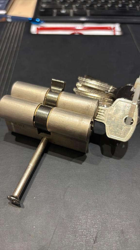 2 cilinders gelijksluitend 10 sleutels, Doe-het-zelf en Verbouw, Deuren en Horren, Nieuw, Buitendeur, 200 tot 215 cm, Minder dan 80 cm